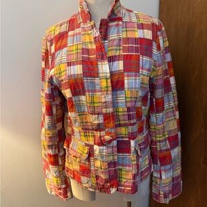 Vintage J.Crew Madras Plaid Cotton Blazer. Excellent vintage condition.